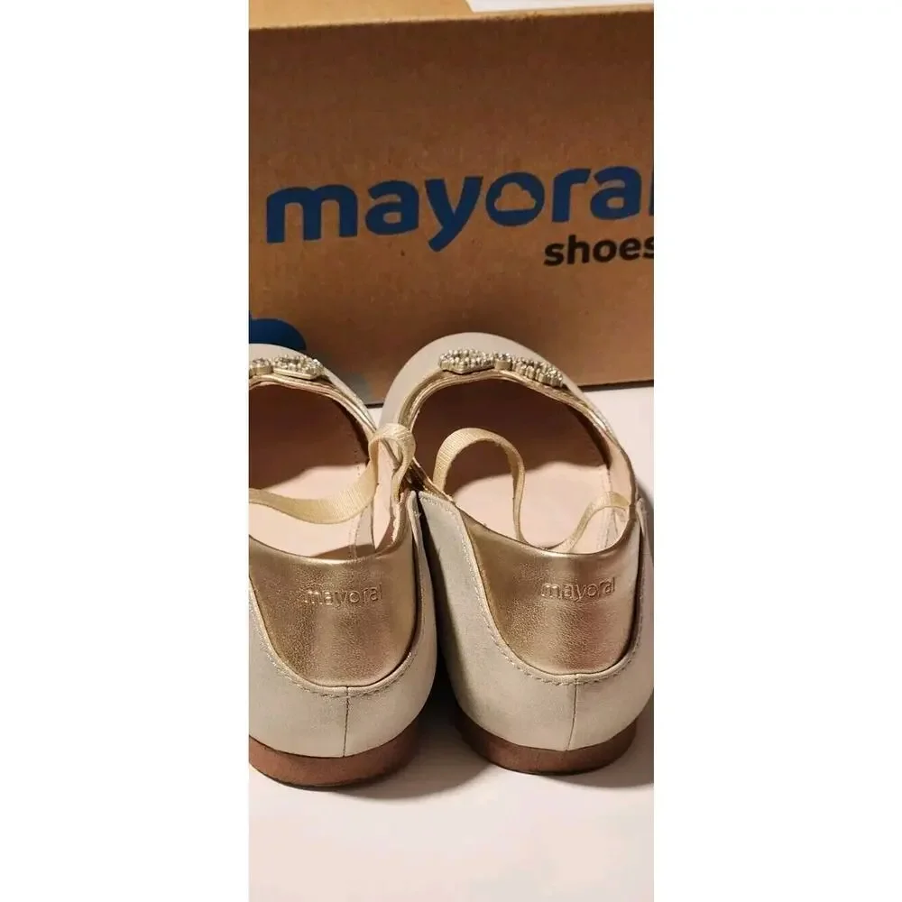 Mayoral Ballerina Girls' Flat Shoes Size 29 US 11C Color Gold Holiday Dressy- G7
